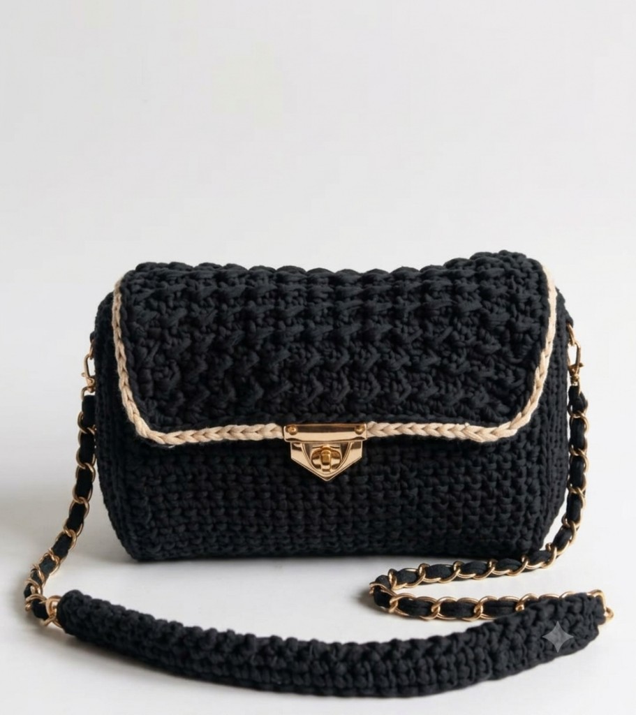 Bolso negro tejido