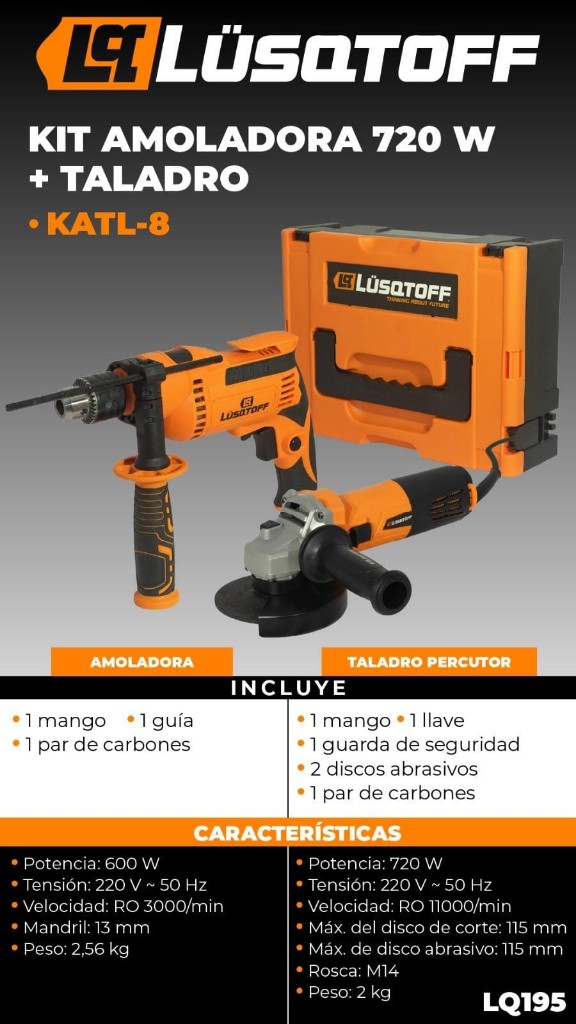 KIT AMOLADORA 720 W /TALADRO