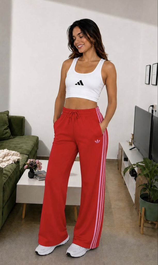 PANTALON ADI ROJO CON ROSAL