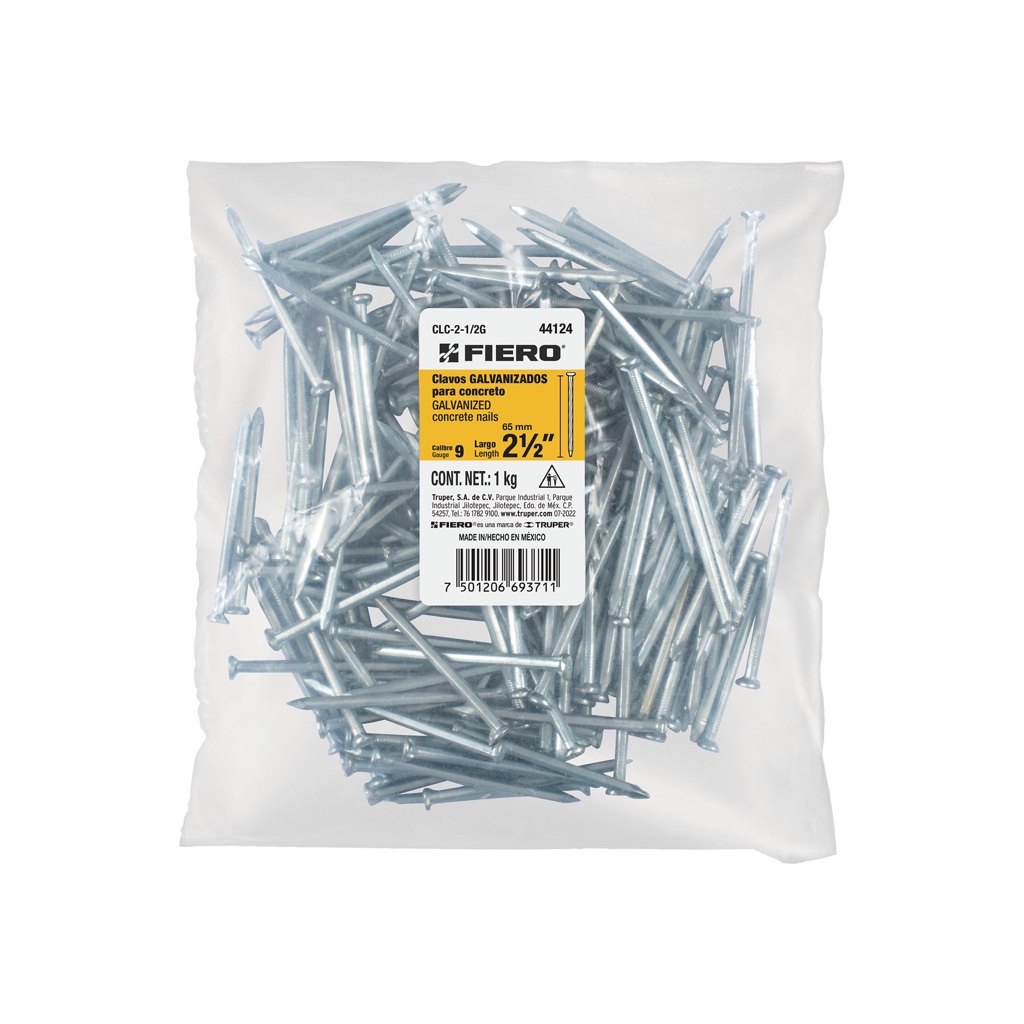 Clavo p/conc galv 2-1/2 fierro bolsa 2.2 lbs 44124