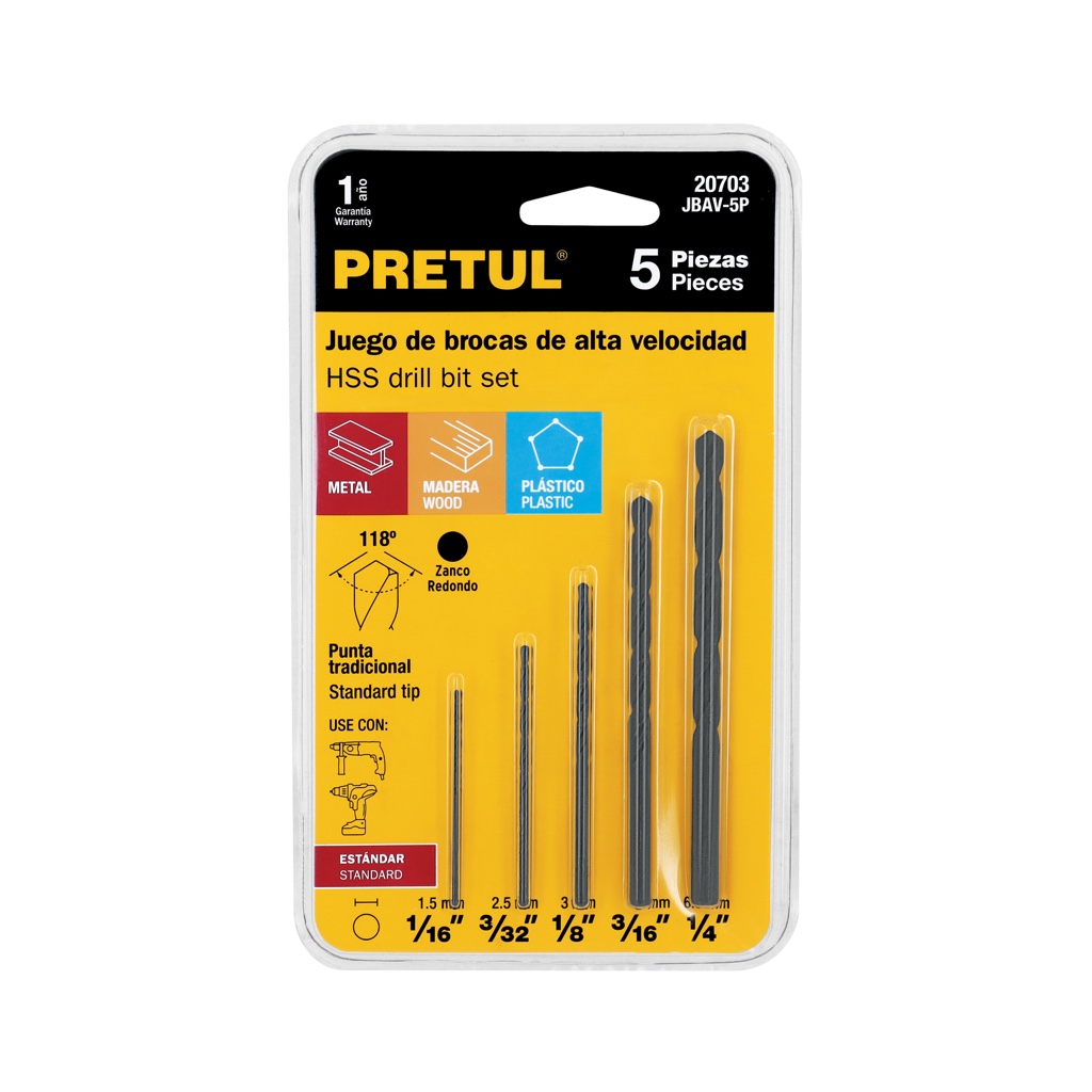 Brocas Pretul P/ Metal jgo 5 pzs 20703