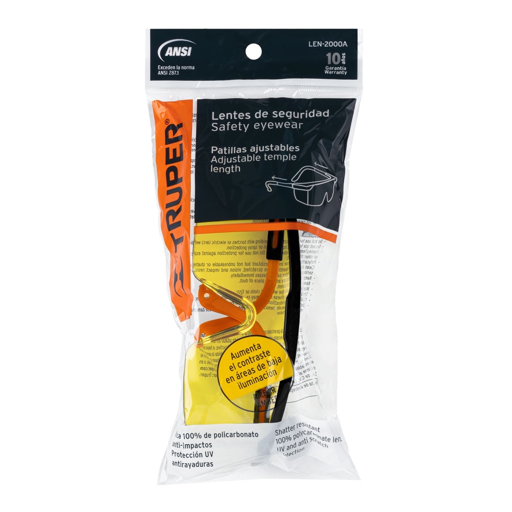 Anteojo de Seguridad Truper Classic Ámbar AJUS LEN-2000A 15137
