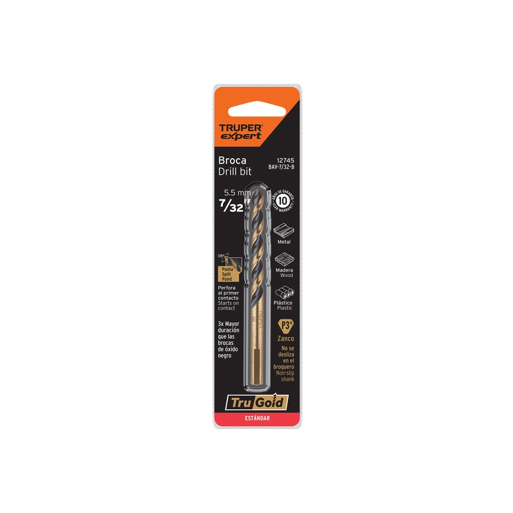 Broca p/hierro Truper 7/32x5.5 BAV-7/32-BLISTER 12745