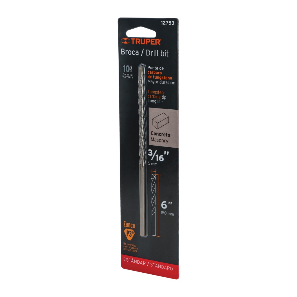 Broca p/concreto Truper 3/16x6" BCT-3/16X6-BLISTER 12753