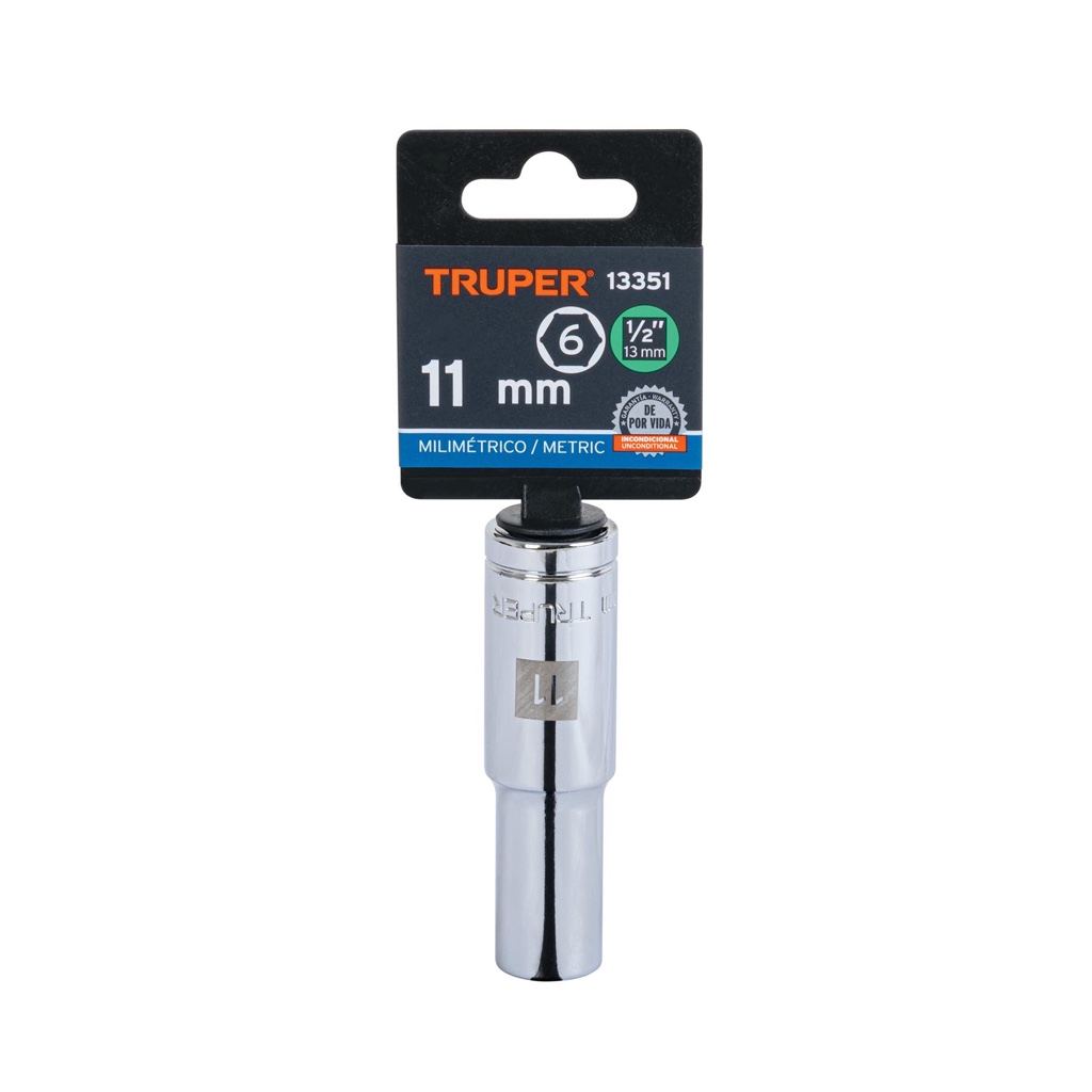 Cubo Truper 11mm x 1/2 D-5411-M C P LARG 6-puntas 13351