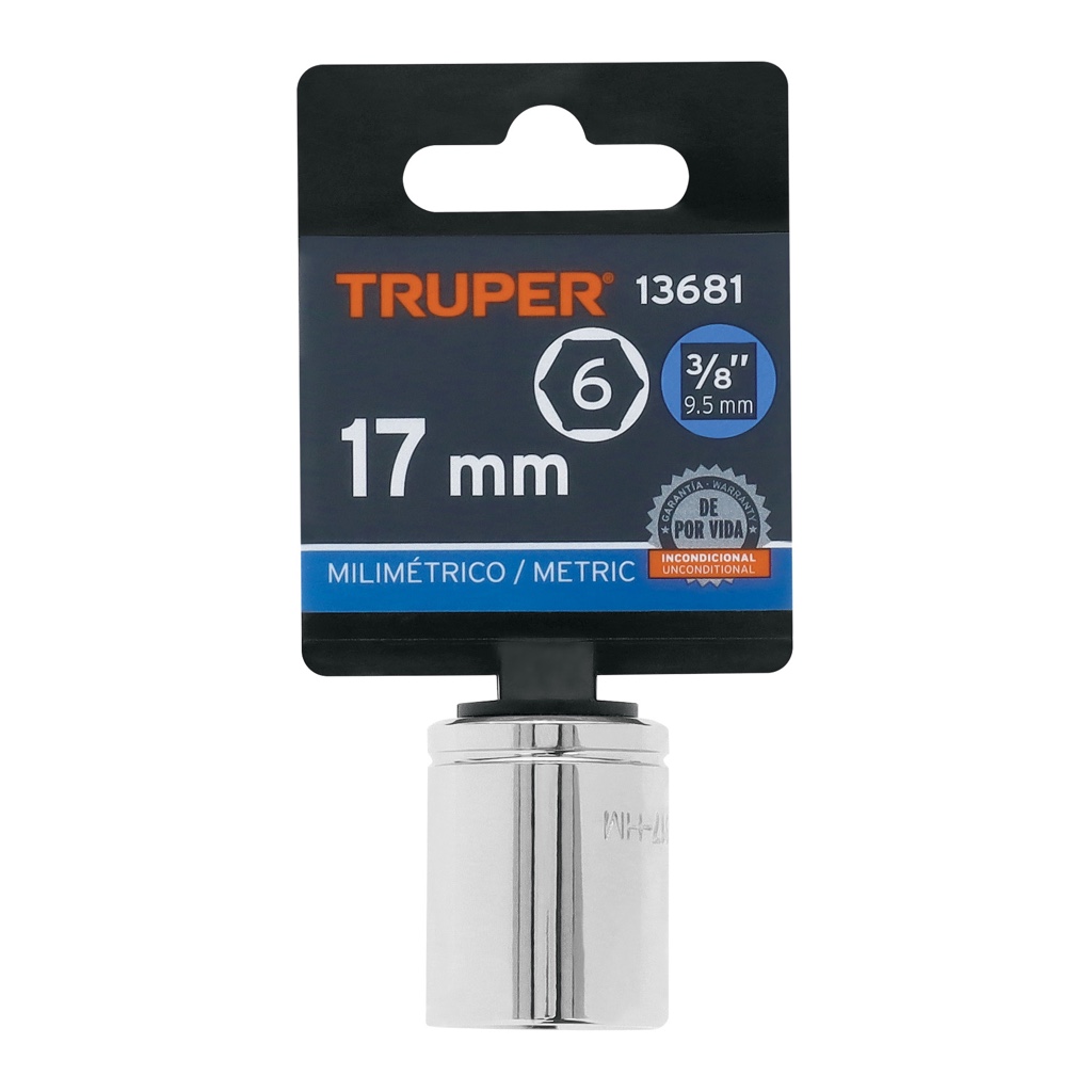 Cubo truper 17 mm x 3/8 corto 13681