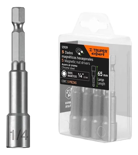 Cubo Truper 1/4 Magnético 2" Largo 5PCS PUDE-9025 12939