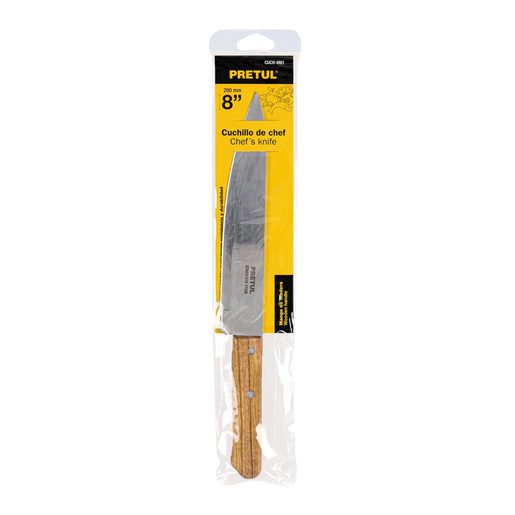 Cuchillo p/cocina chef 8" madera Pretul 23082