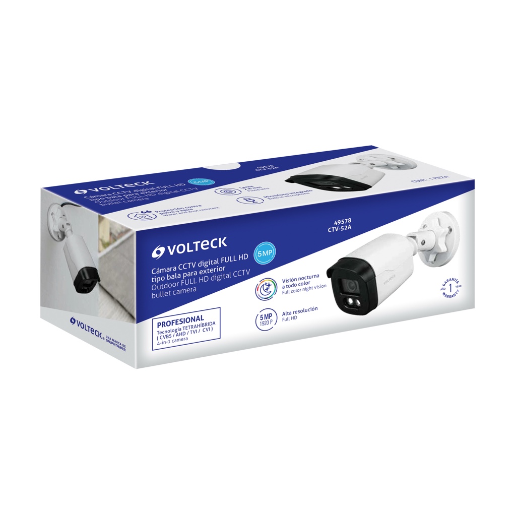Cámara CCTV alambrica p/exterior 5MP 2.8mm t/bala c/micro ctv-52a 49578
