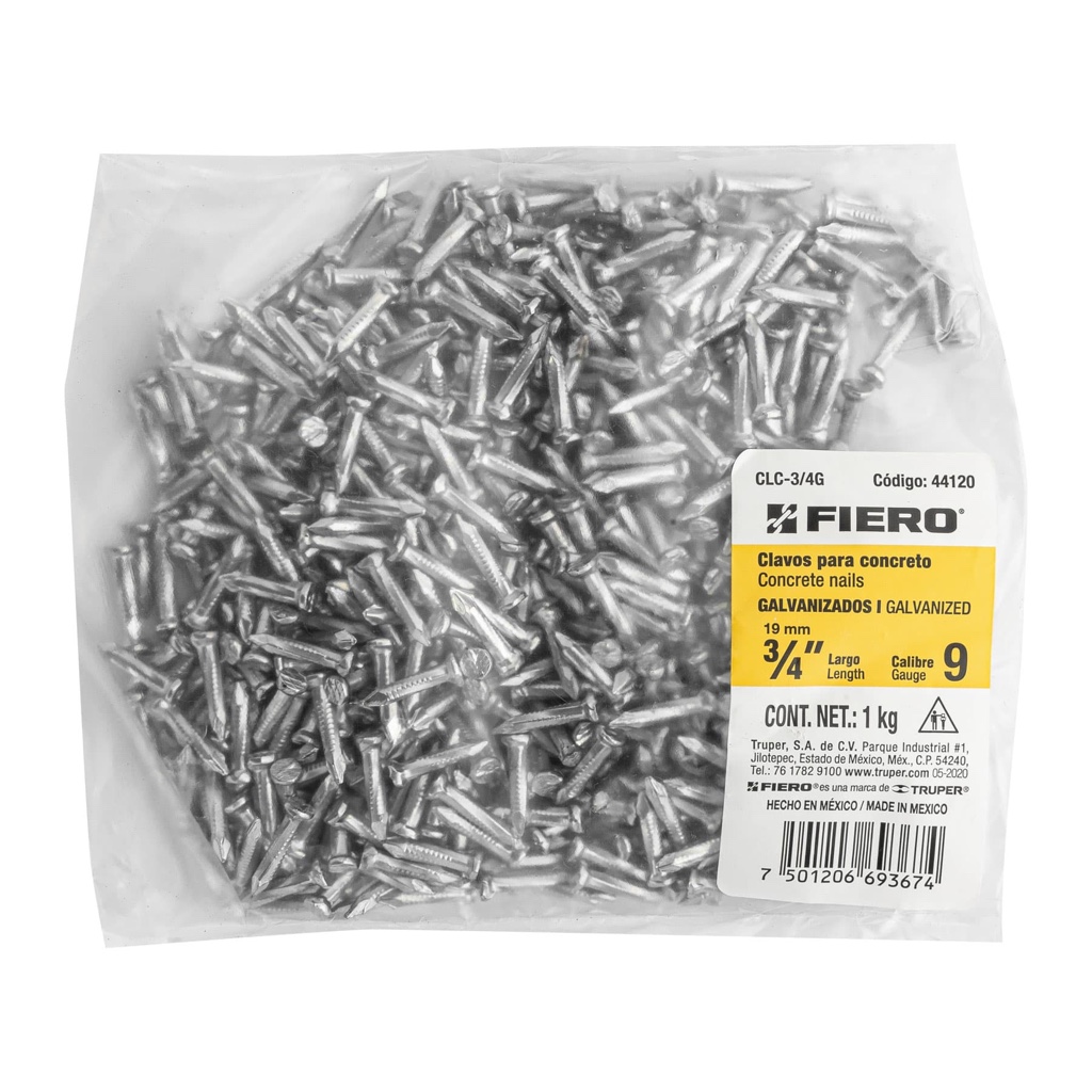 Clavo p/conc galv 3/4 fierro bolsa 2.2 lbs 44120