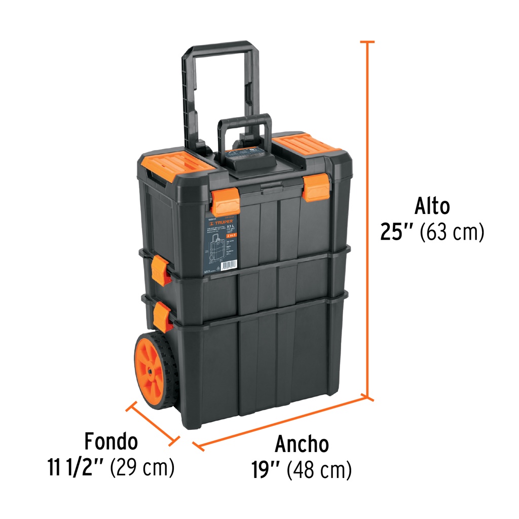 Caja Para Herramientas Truper 19x25 c/ruedas 3 niveles 102644
