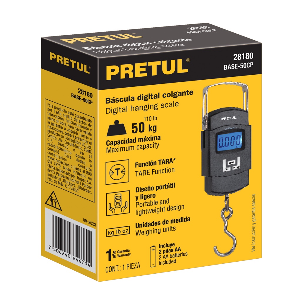 Balanza colgante elec Pretul CAP 110LBS BASE-50CP 28180
