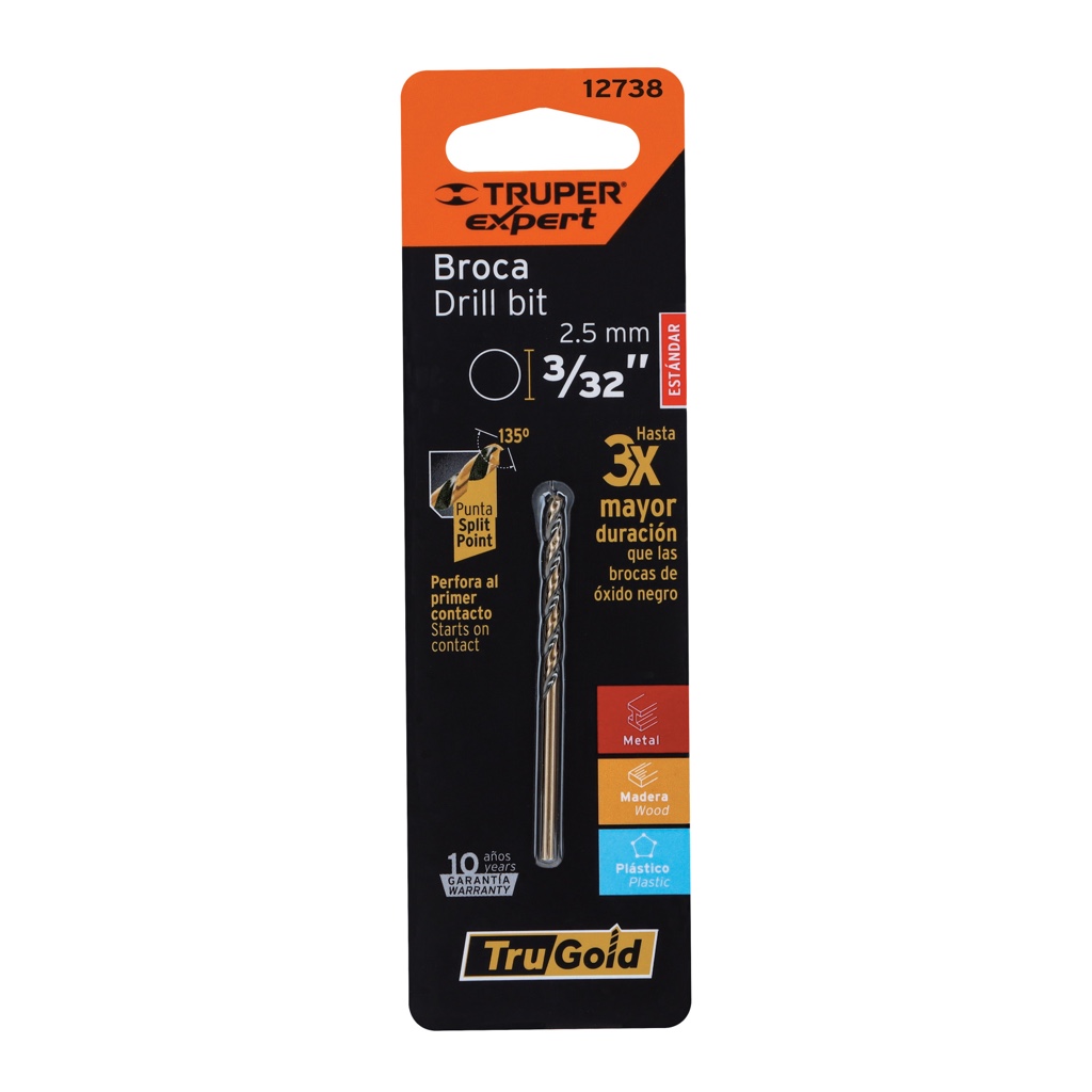 Brocas metal 3/32 Truper blister 12738