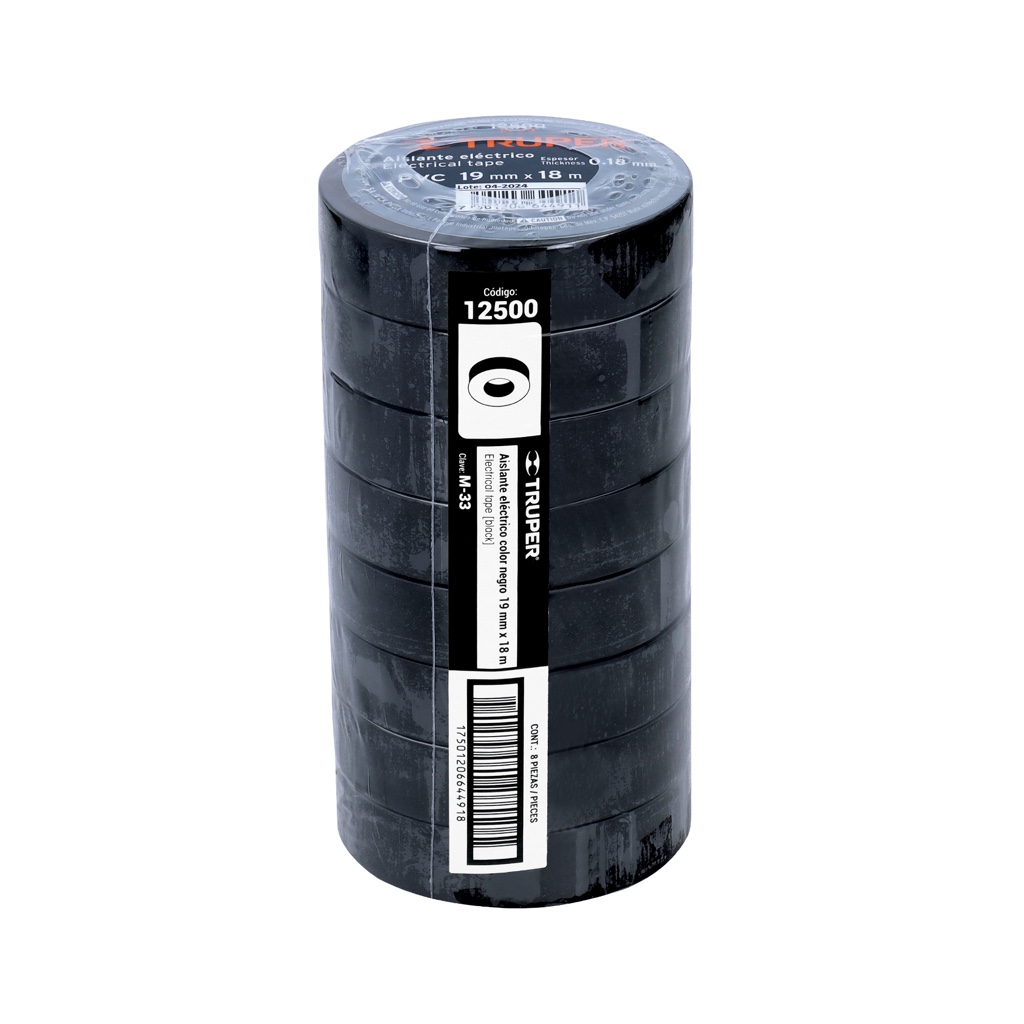 Cinta aislante 3/4x18mts M-33 Truper negro 12500