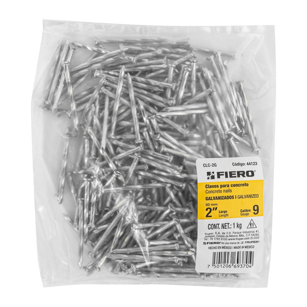 Clavo p/conc galv 2 fierro bolsa 2.2 lbs 44123