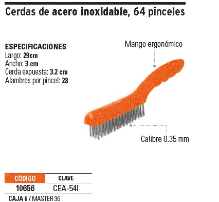 Cepillo d/alambre truper acero inoxidable 4x16 CEA-54I 10656