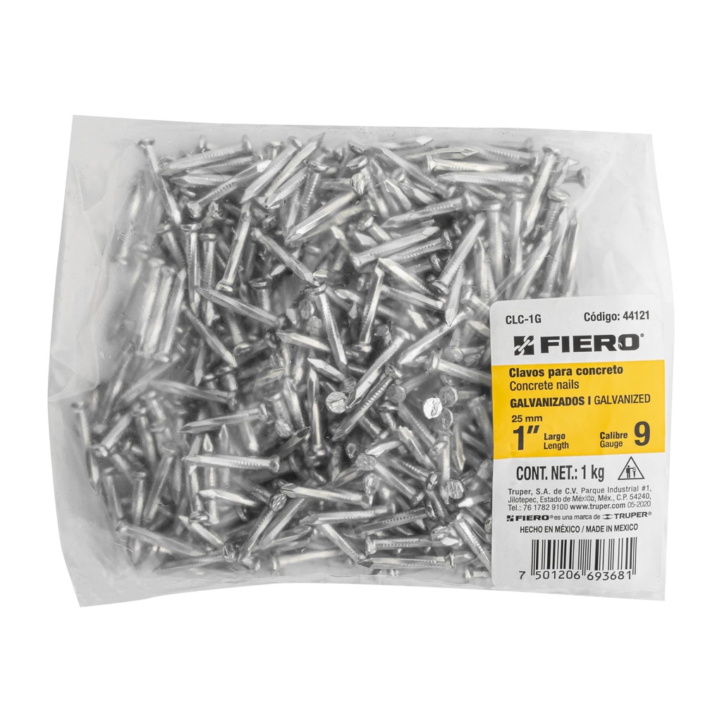 Clavo p/conc galv 1 fierro bolsa 2.2 lbs 44121