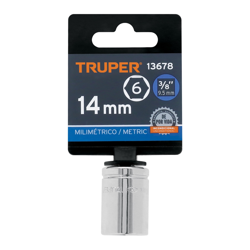 Cubo Truper 14mm x 3/8 corto 6-puntas 13678