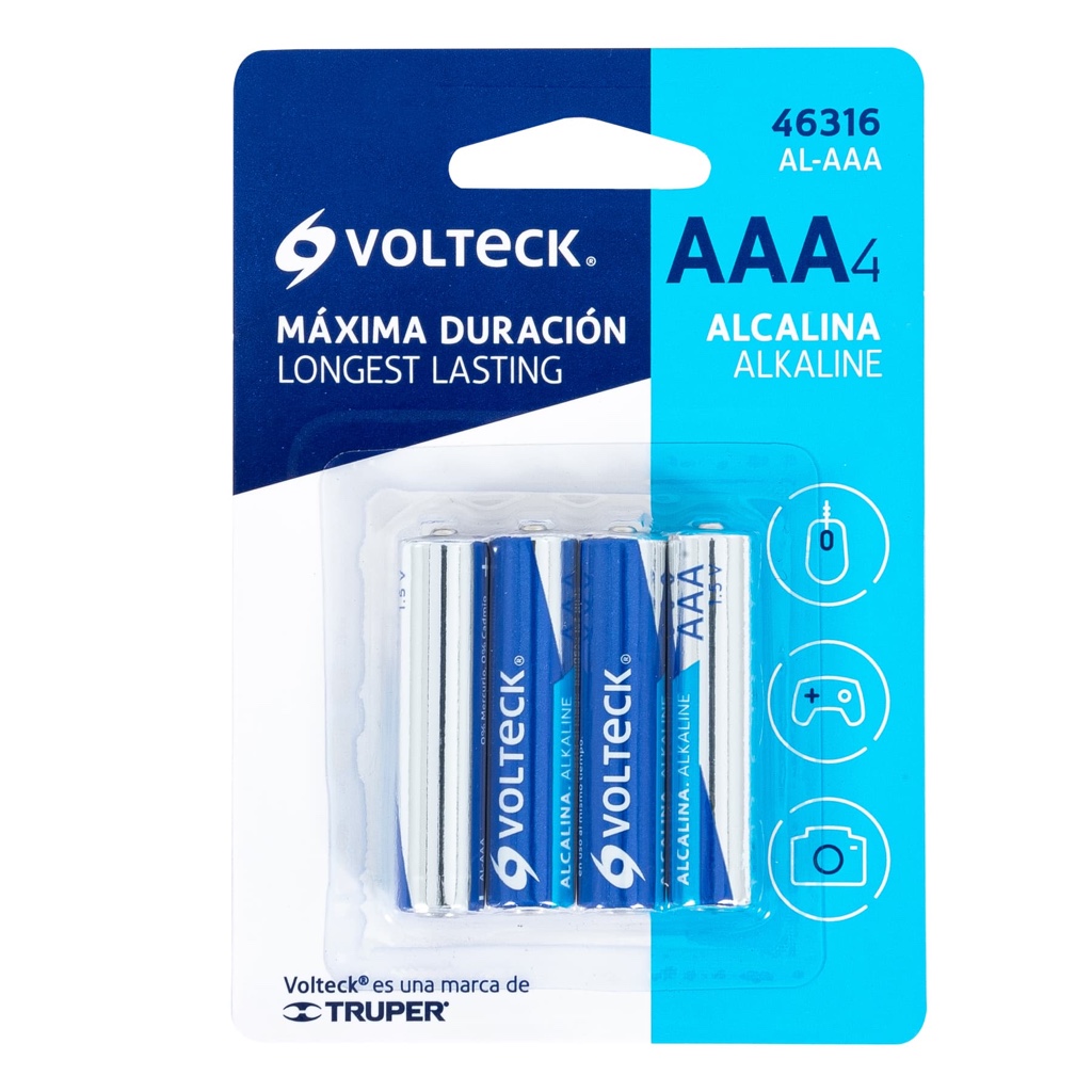 Bateria alcalina aaa voltech 1-par 46013