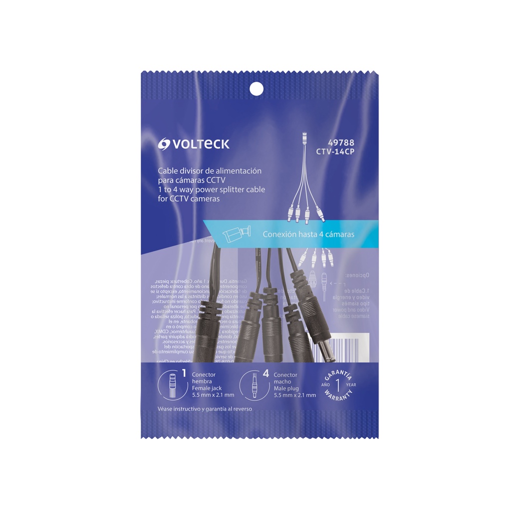Cable divisor d/alimentacion t/pulpo p/camara cctv voltech 49788