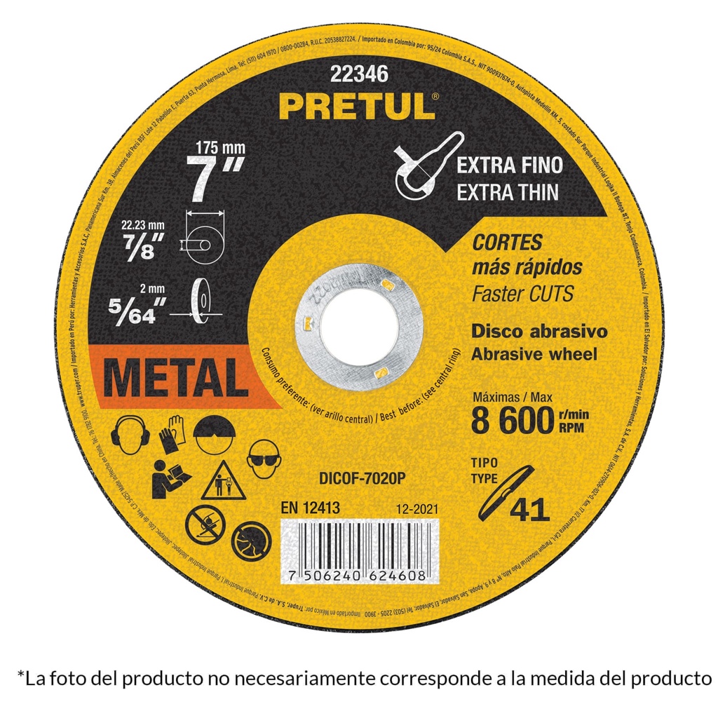 Disco metal Pretul 7” fino 22349