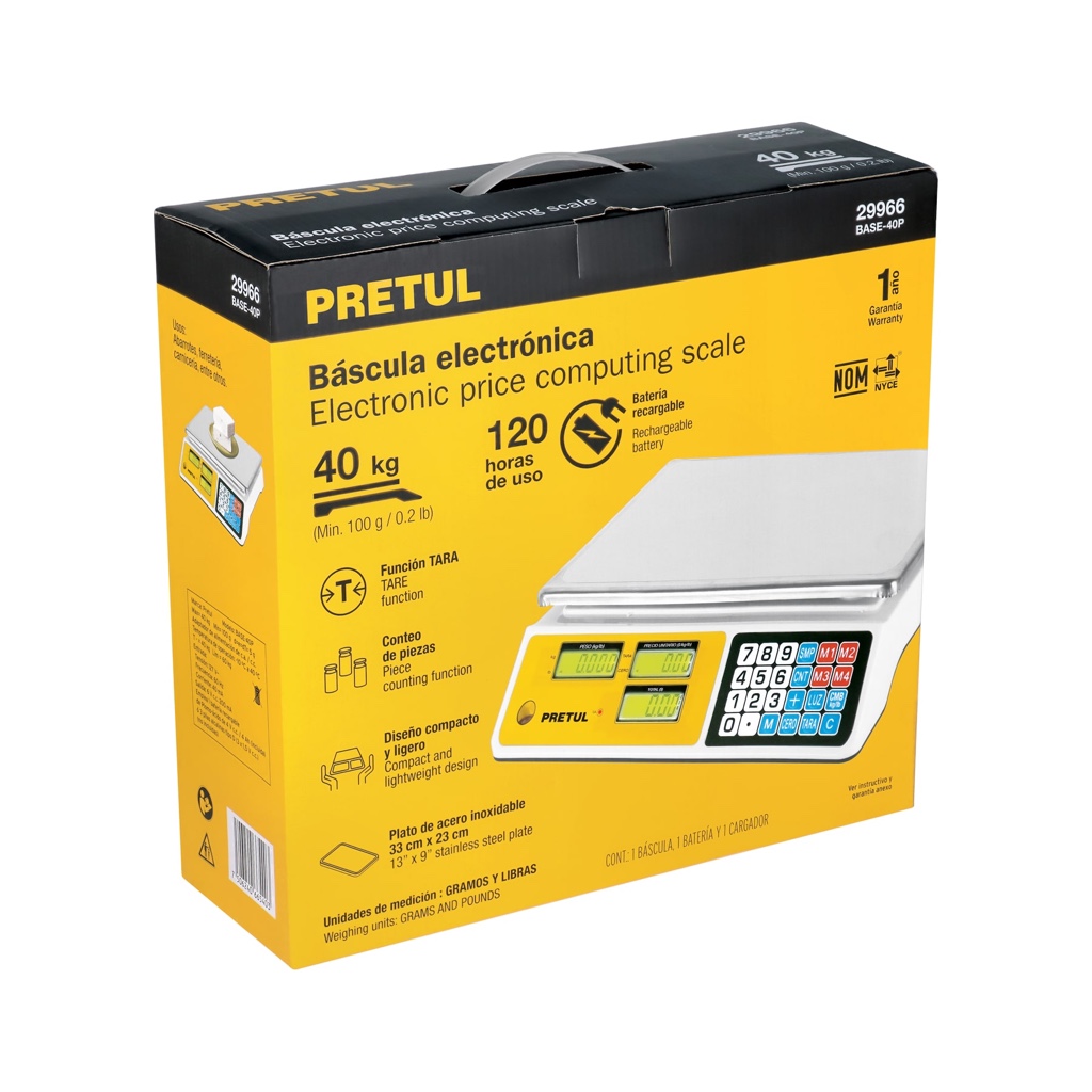Balanza electrónica multifuncion 40kg (88LB) Pretul 29966