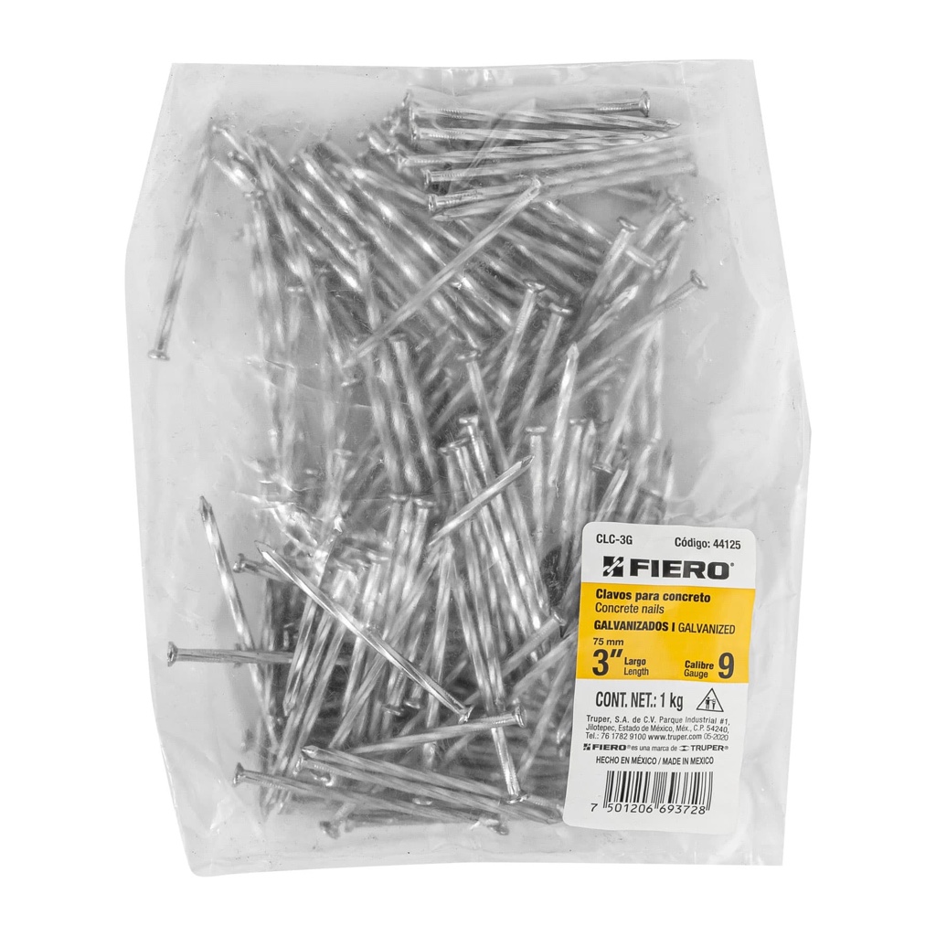 Clavo p/conc galv 3 fierro bolsa 2.2 lbs 44125