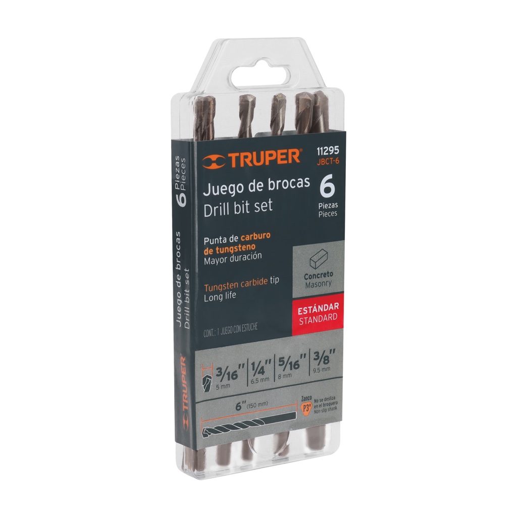 Brocas Truper 6-pcs JCBT-6 p/concreto x2 11295