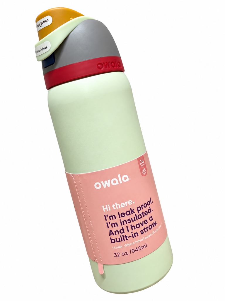 Owala beige tapa café y rojo 32