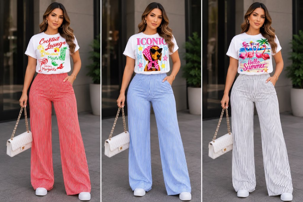 Pantalon rayado de dama varios colores