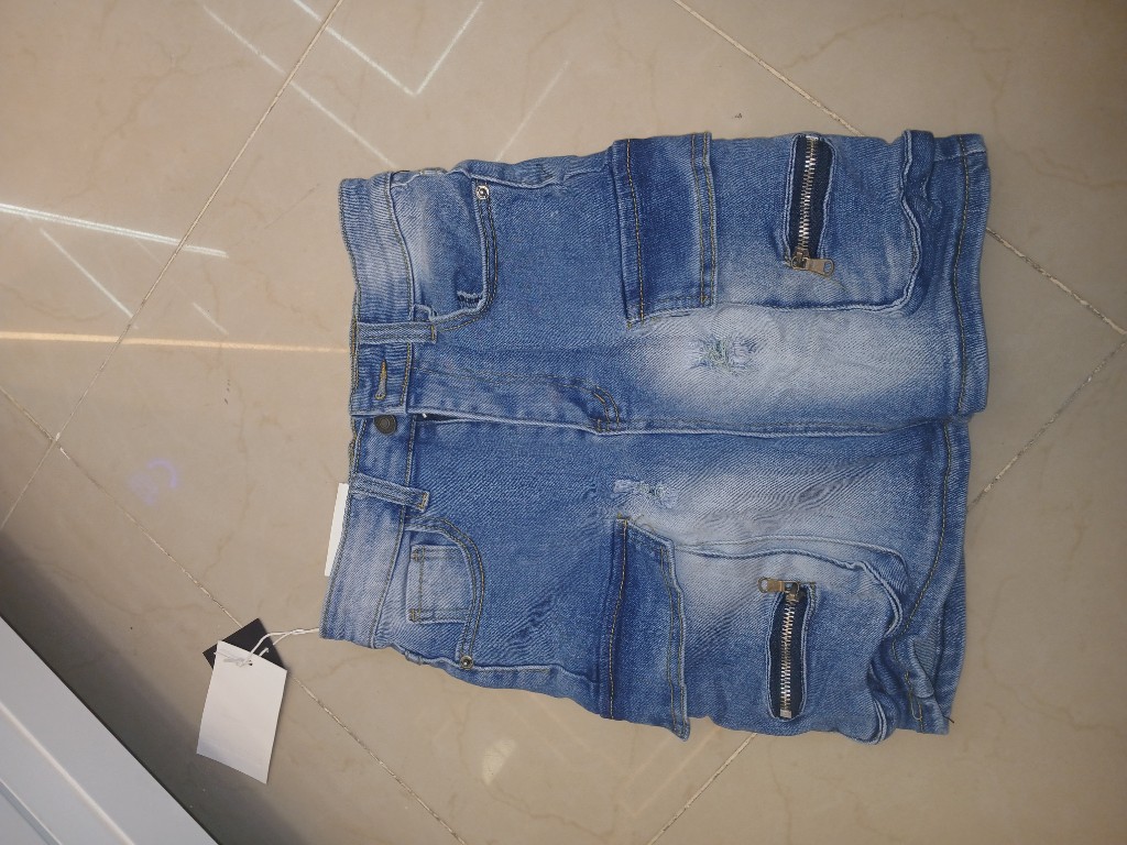 Falda jean azul cargo