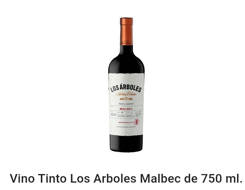 Vino Tinto Los Árboles Malbec 750 ml