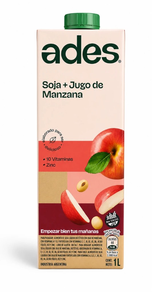 Jugo Ades soja y jugo de manzana 1 litro