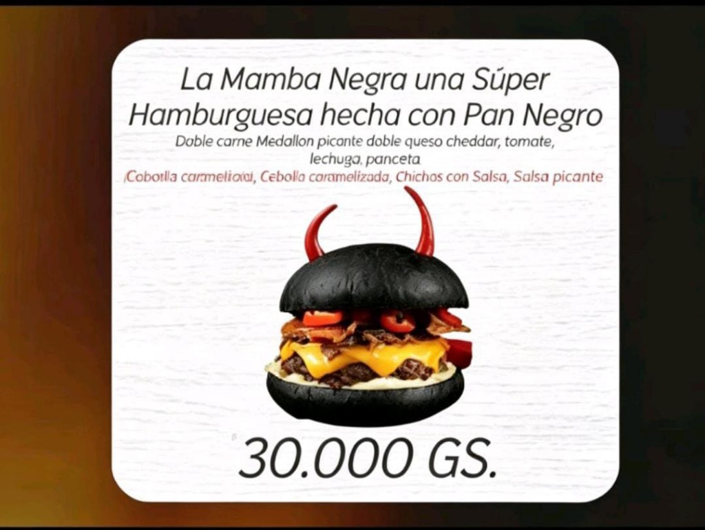 La Mamba Negra una super hamburguesa hecha con pan negro