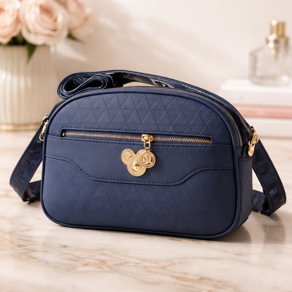 Bolsa cruzada azul marino, Negra y vino