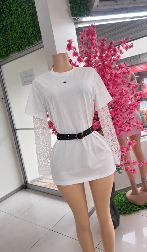 Vestido camisero encaje