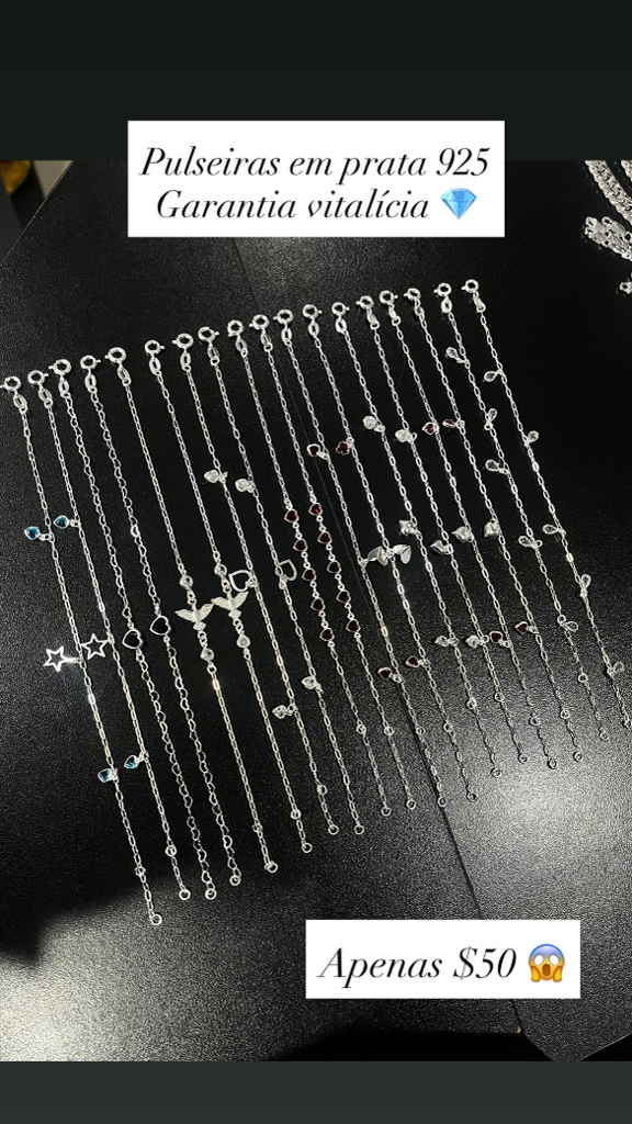 Pulseira feminina ponto de luz de coração (Prata 925)