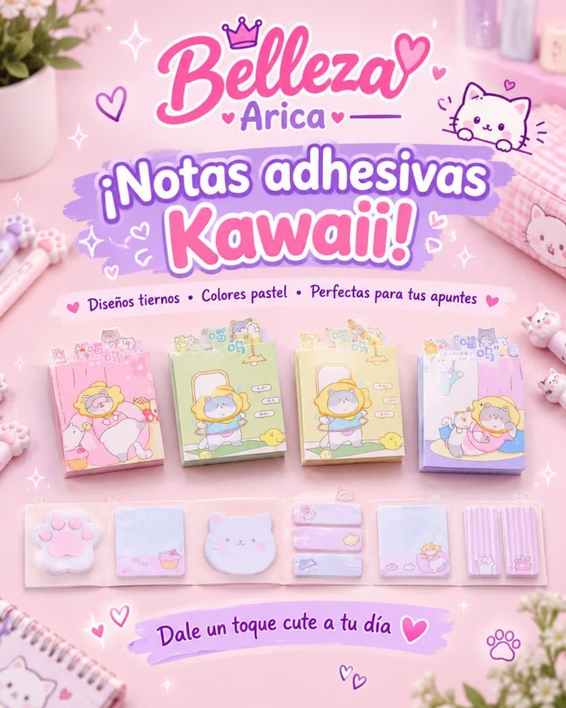 Notas adhesivas y pos-it kawaii