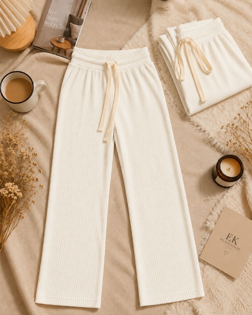 Pantalon acanalado Serenity Crema