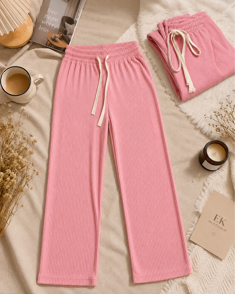 Pantalon acanalado Serenity Rosa