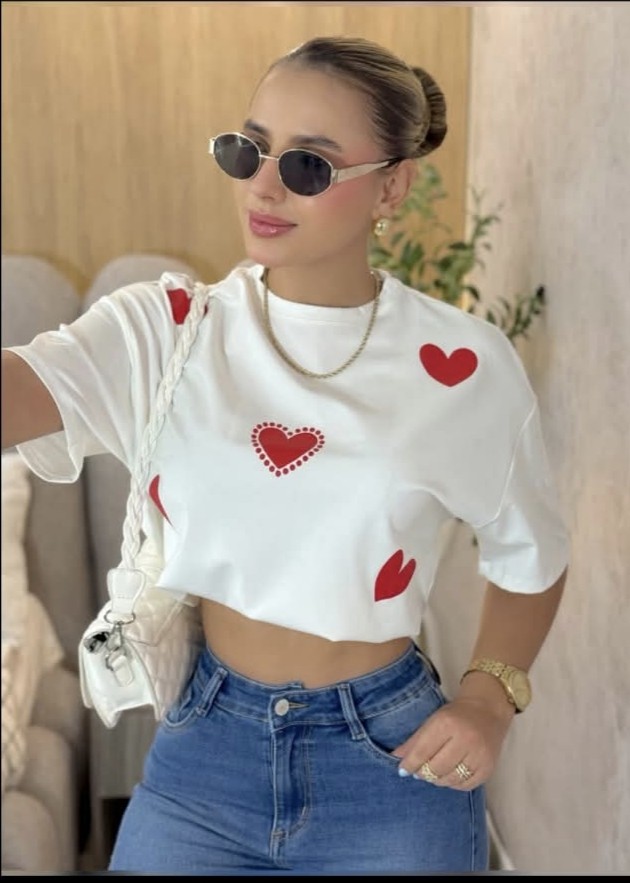 Camiseta Oversized Lovers  Rojo