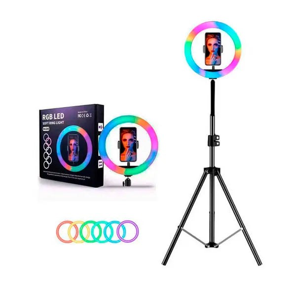 ARO DE LUZ RGB 26 CM + TRÍPODE 2.10 M