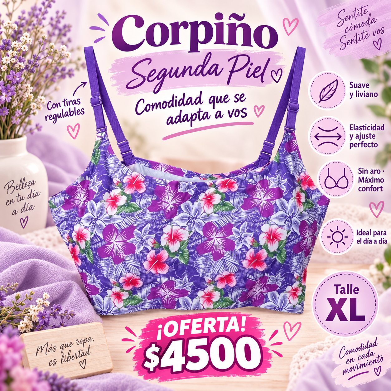 Corpiño Segunda Piel talle XL