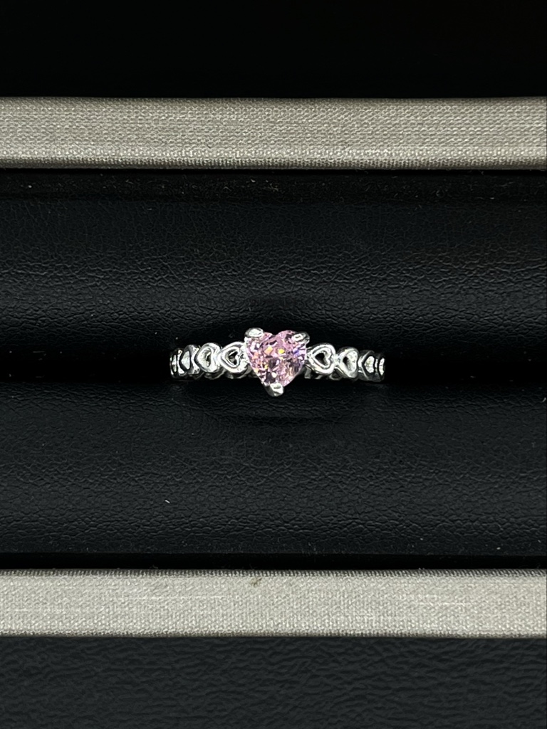 Anillo corazón rosa