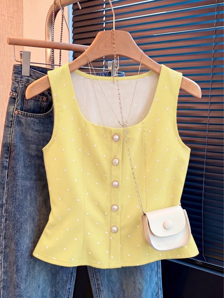 Blusa de lunares amarillo bebé