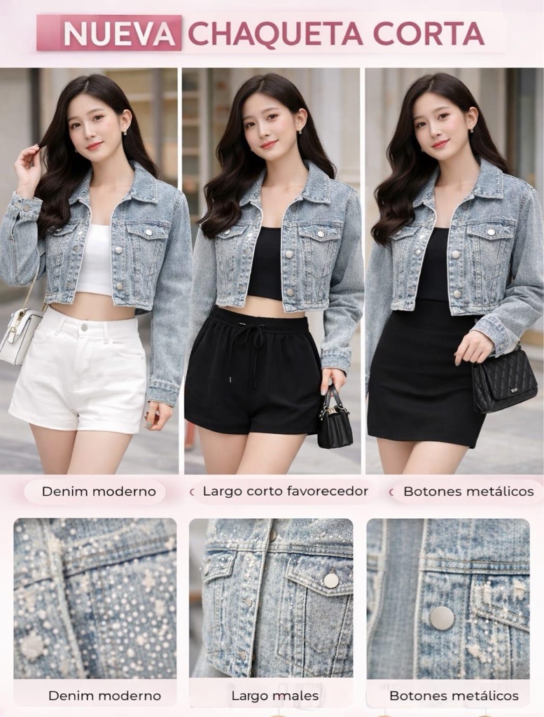 Denim crop brillo