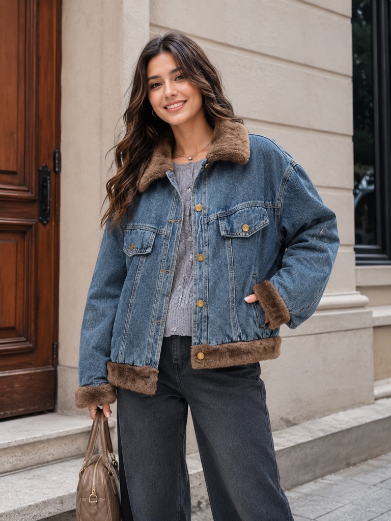 Denim peluche marrón