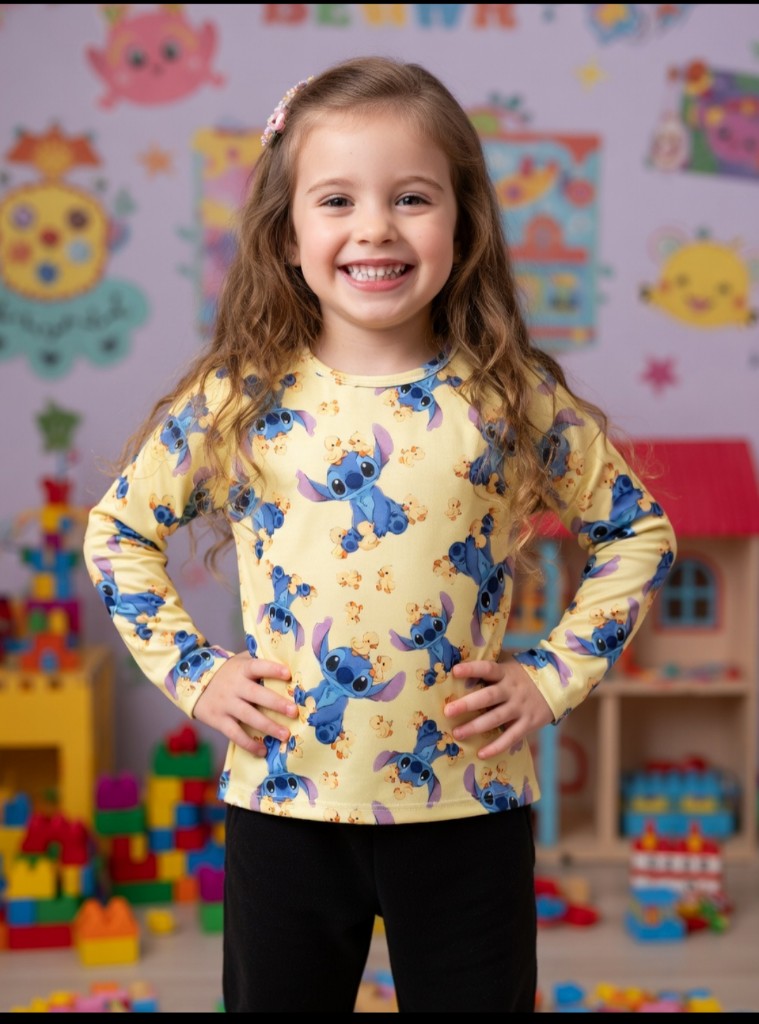 Remera infantil térmica STITCH AMARILLO