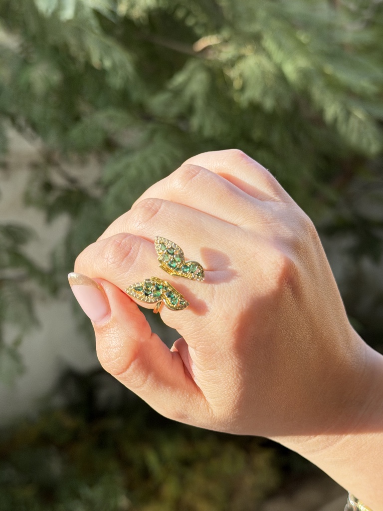 Anillo Mariposa Esmeralda