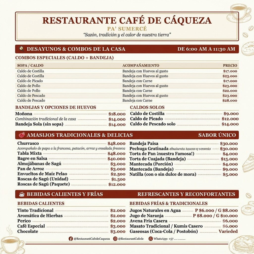 Restaurante café de Caqueza pa sumerced